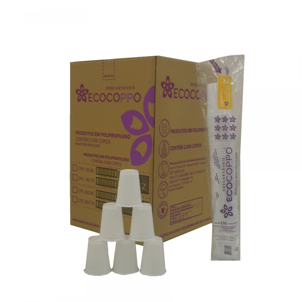 Detalhes do produto Copo Descartável P P 200ml Branco 