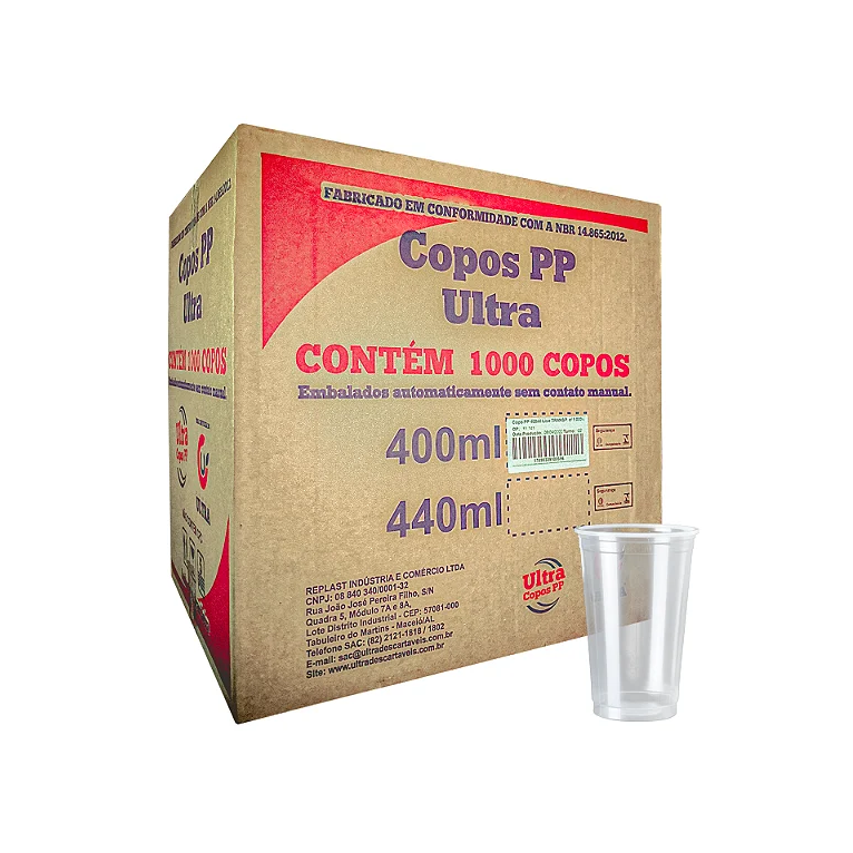 Detalhes do produto Copo Descartável P P 400ml Transparente (Liso)