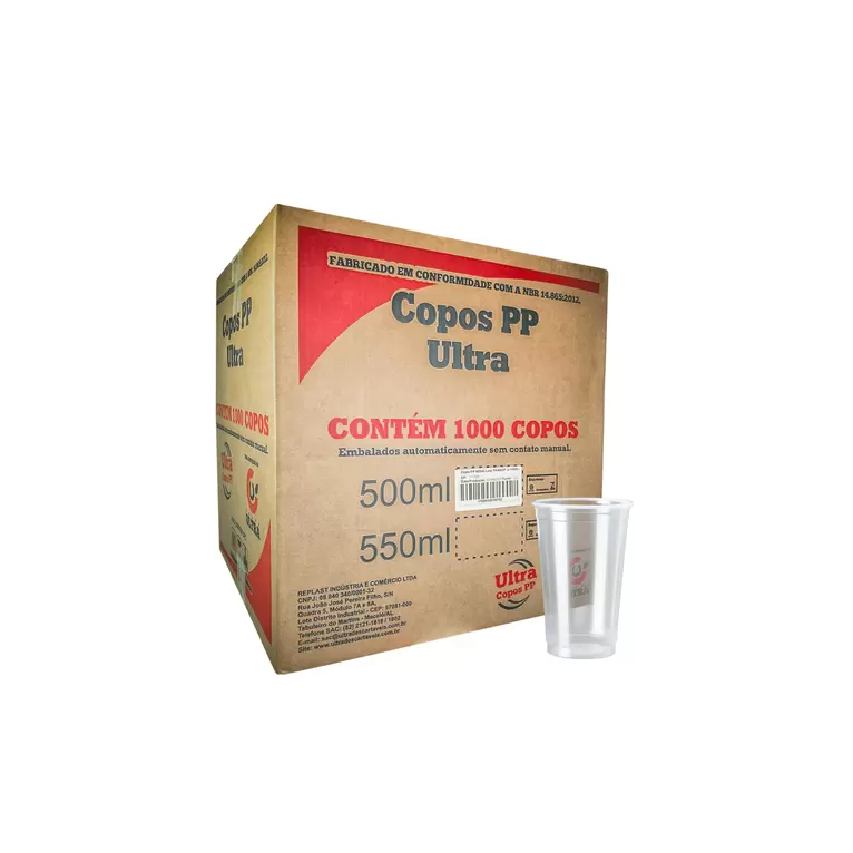 Detalhes do produto Copo Descartável P P 500ml Transparente (Liso)