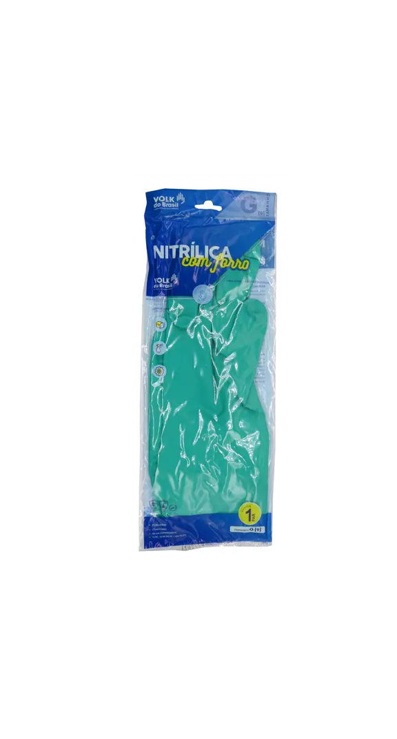 Detalhes do produto Luva Nitrílica Verde c/ Forro Volk