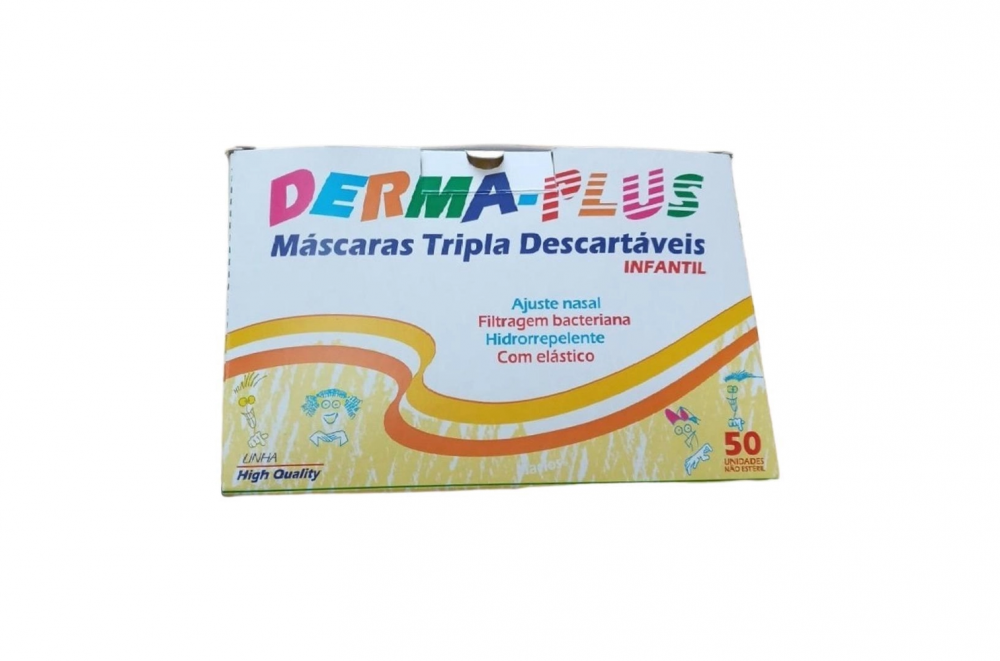 Detalhes do produto Máscara Infantil Tripla c/ Elástico 