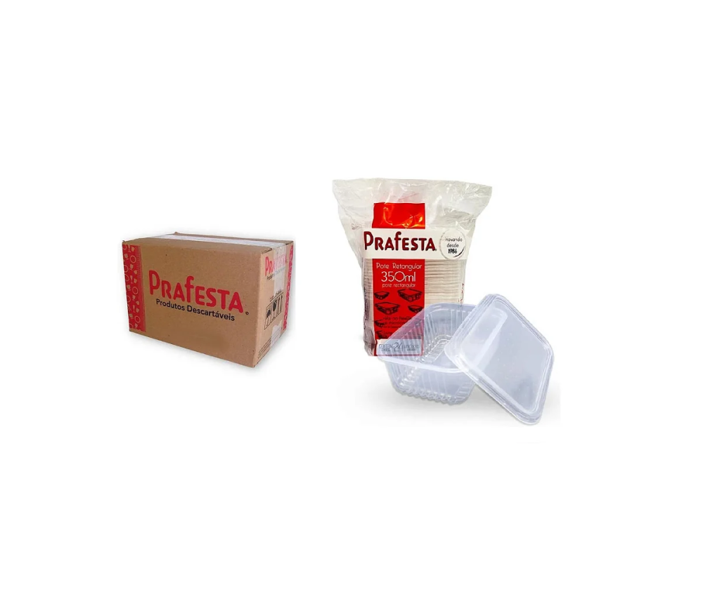 Detalhes do produto Pote Retangular c/ Tampa 350ml