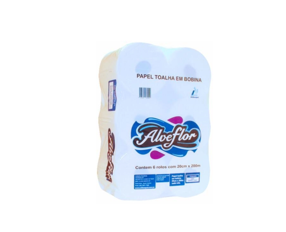 Detalhes do produto Papel Toalha Bobina 100% Celulose Alveflor Fit 20g