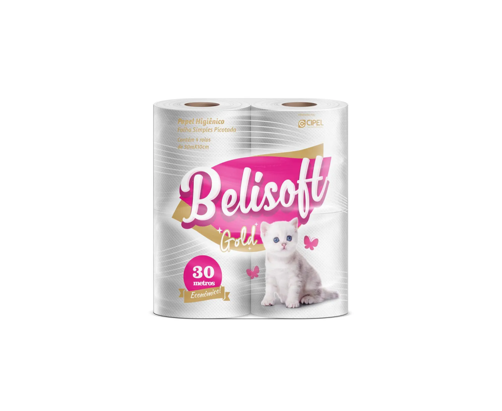 Detalhes do produto Papel Higiênico Folha Simples Belisoft Gold 30m