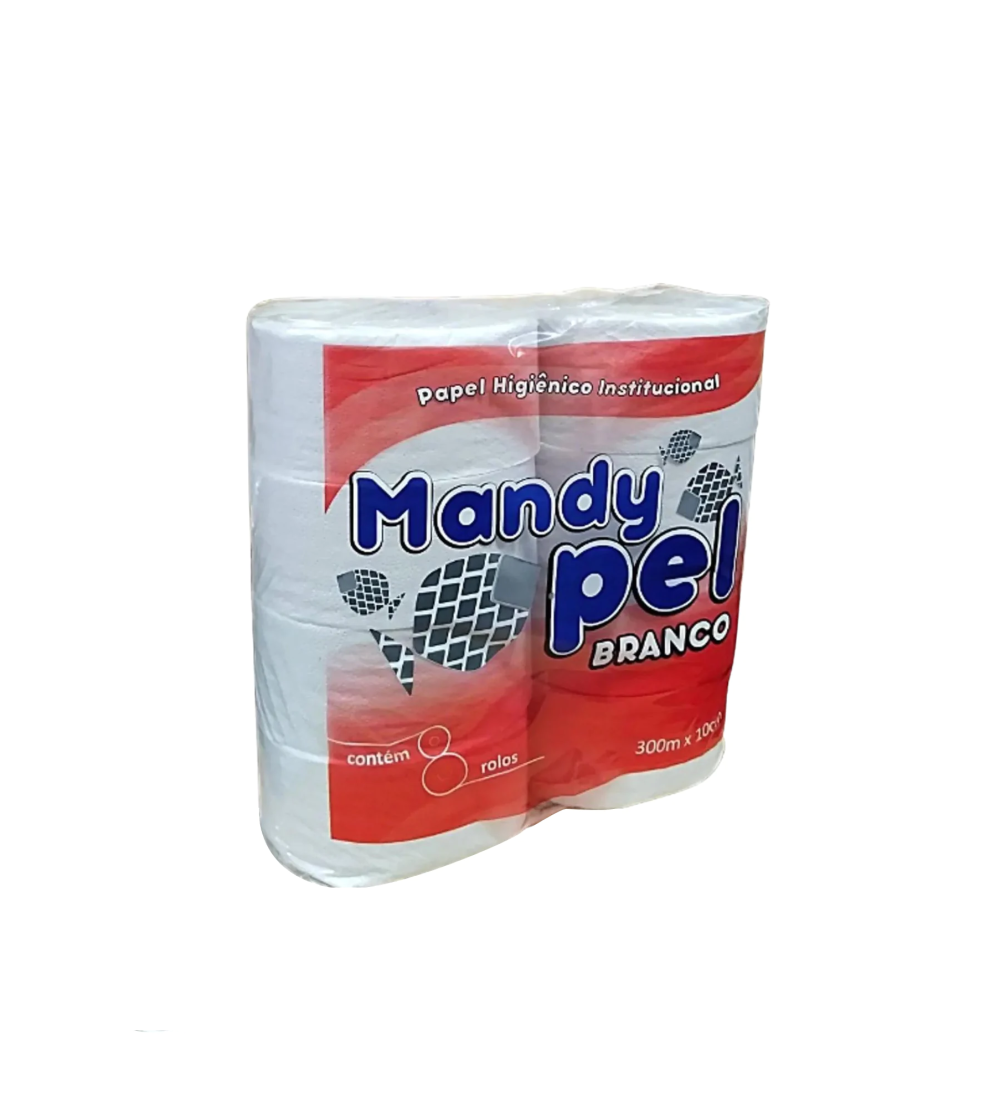 Detalhes do produto Papel Higiênico Rolão Folha Simples Branco Mandypel 300m