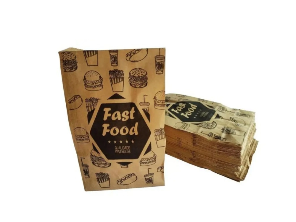 Detalhes do produto Saco Papel Kraft Fast Food Impresso 15 Kg