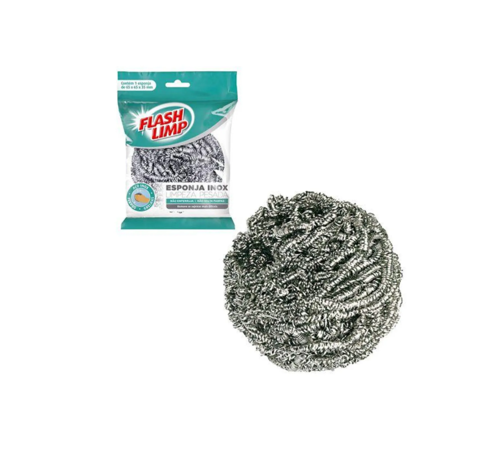 Detalhes do produto Esponja Inox Flash Limp Limpeza Pesada