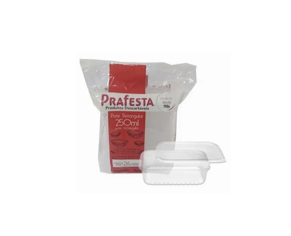 Detalhes do produto Pote Retangular c/ Tampa 250ml