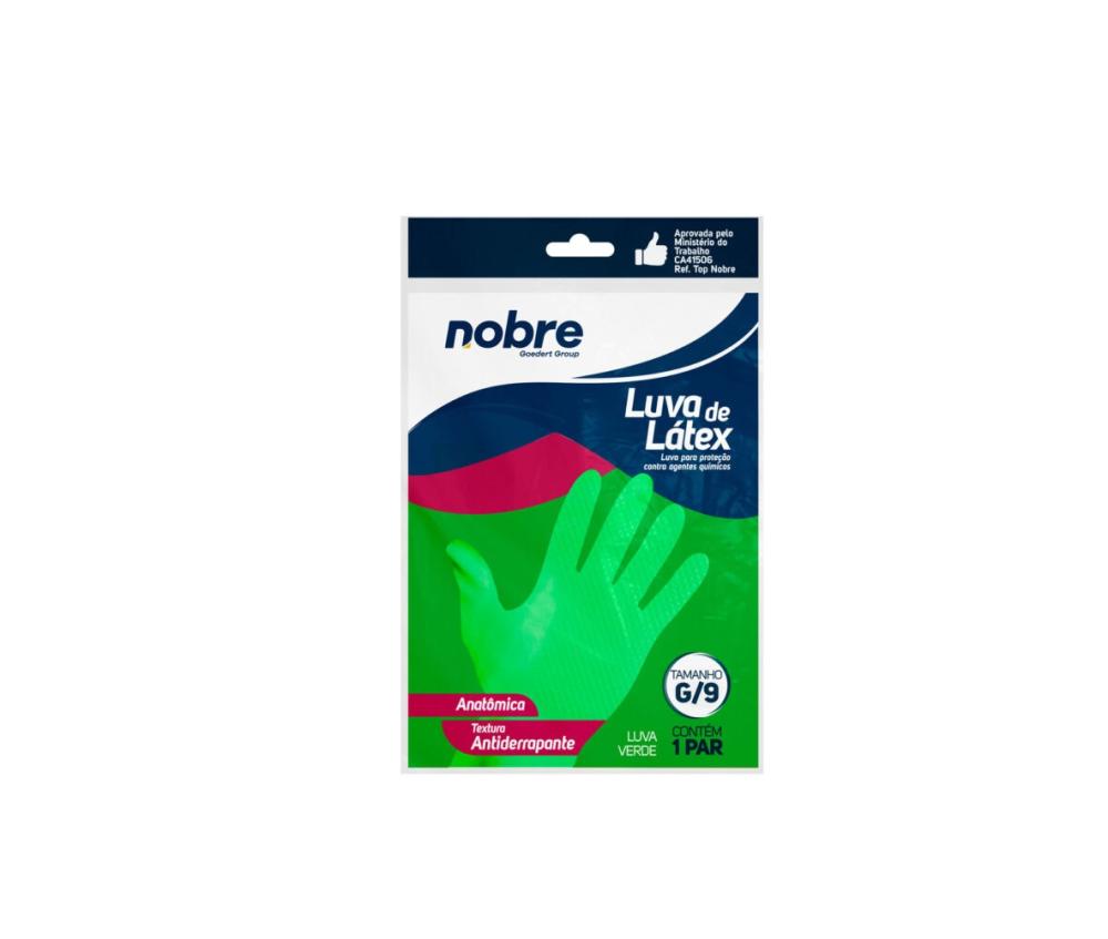 Detalhes do produto Luva Látex Verde Antiderrapante Slim Nobre