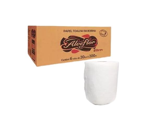 Detalhes do produto Papel Toalha Bobina 100% Celulose Alveflor Slim 18g